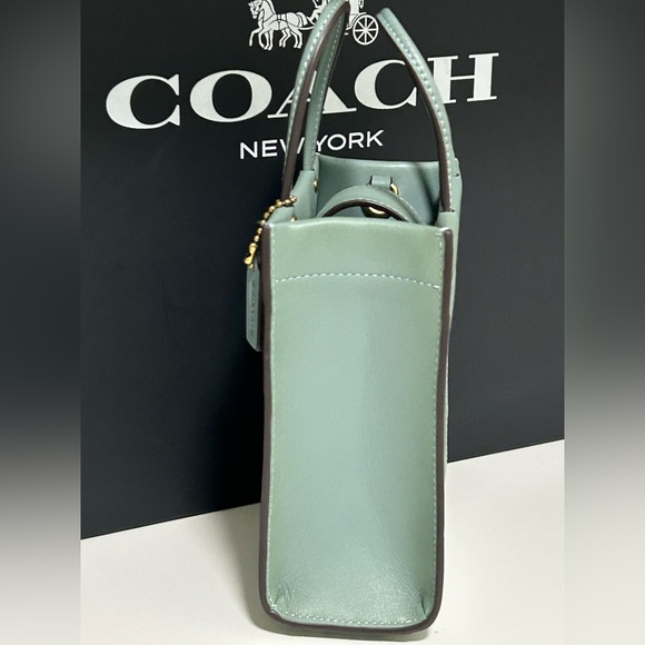 COACH 1941 Cashin Glovetanned Leather Mini Tote/Crossbody Bag in Sage - Picture 4 of 15